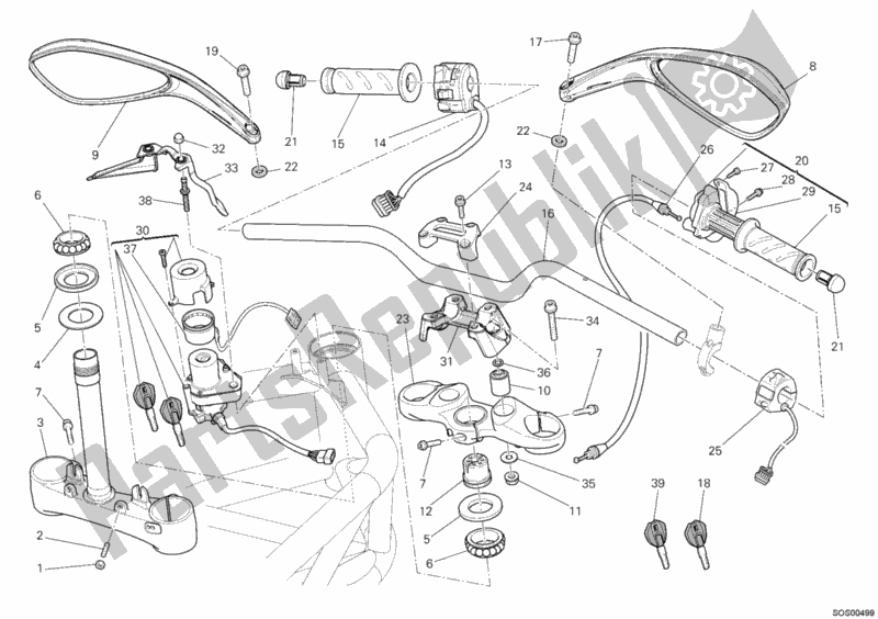Todas as partes de Guidão do Ducati Monster 796 ABS USA 2011